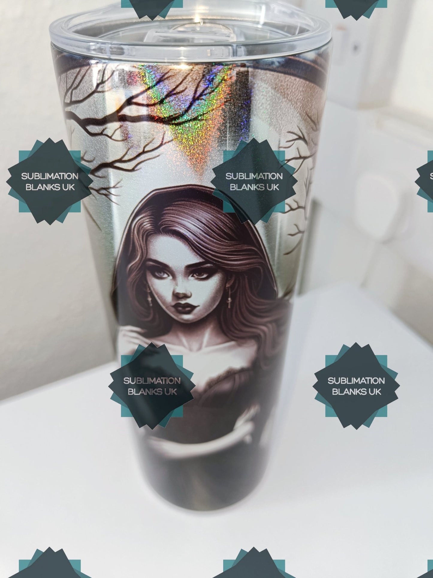 CLEARANCE 20oz mirror-effect sublimation tumblers - holographic shimmer finish