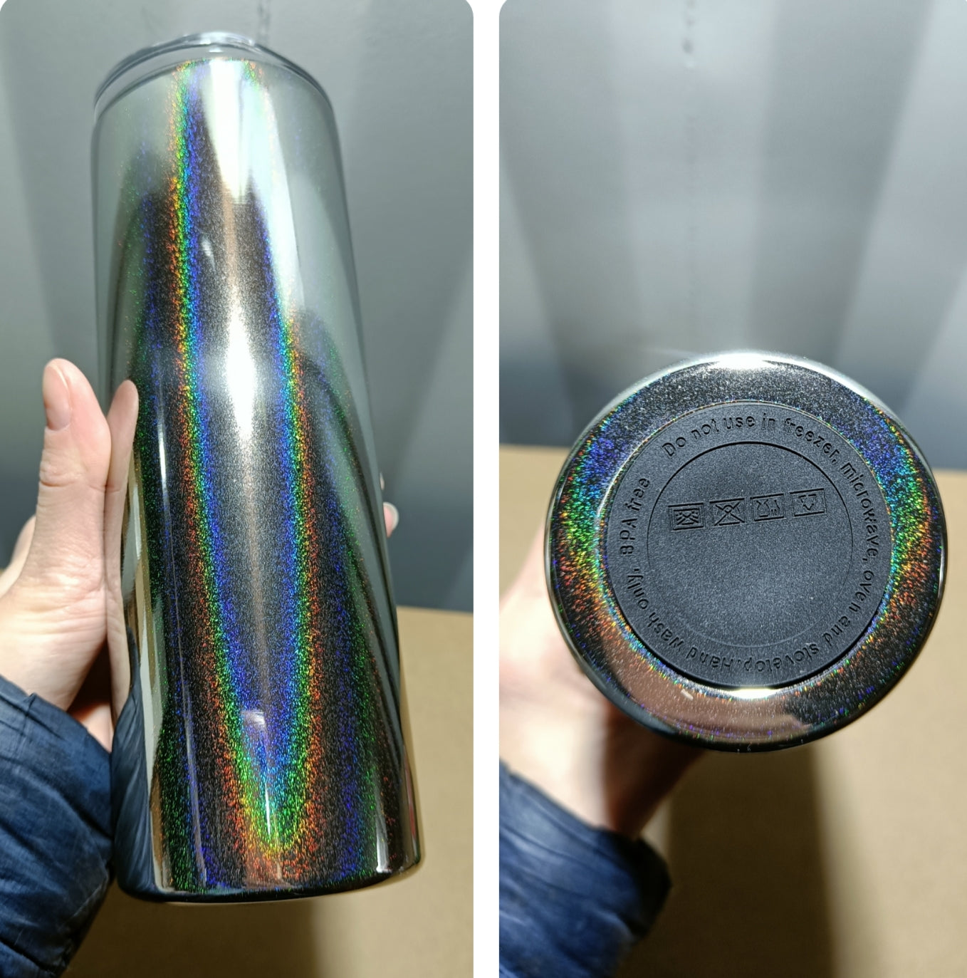 CLEARANCE 20oz mirror-effect sublimation tumblers - holographic shimmer finish