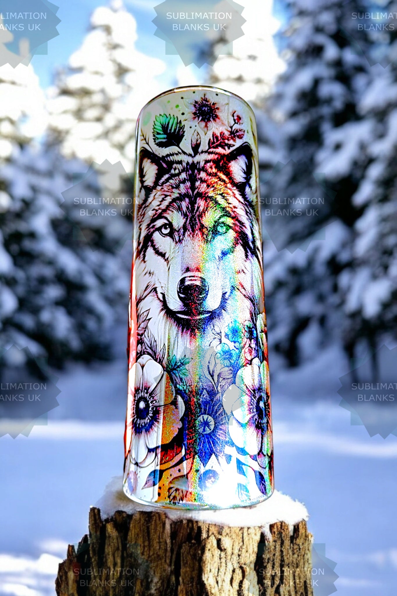 CLEARANCE 20oz mirror-effect sublimation tumblers - holographic shimmer finish