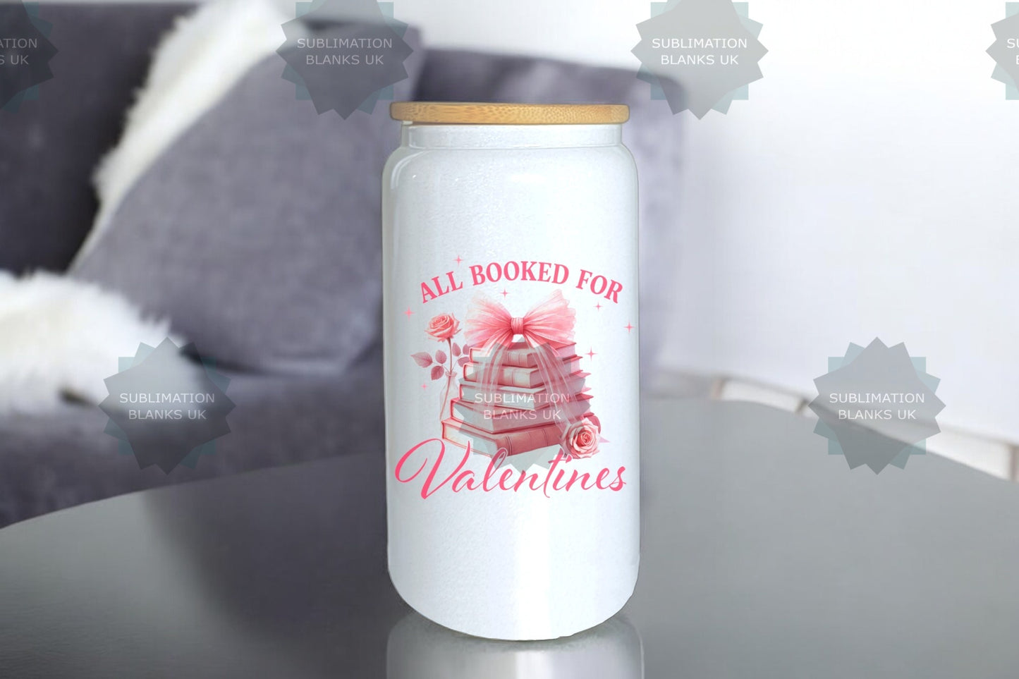 CLEARANCE 16oz Sublimation White Shimmer Glass Can