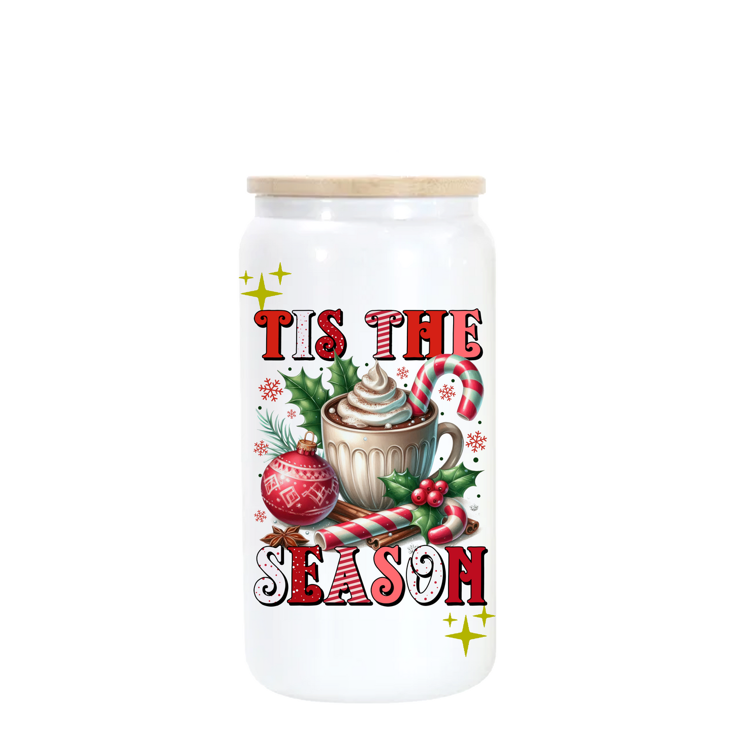CLEARANCE 16oz Sublimation White Shimmer Glass Can