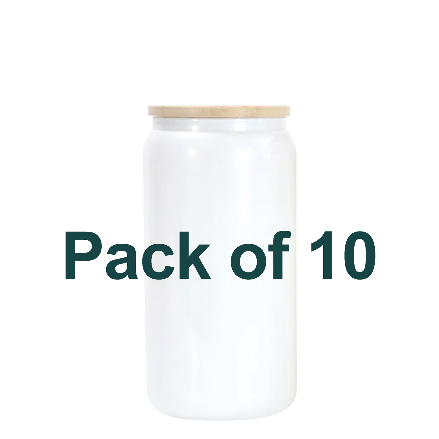 CLEARANCE Pack of 10 - 16oz Sublimation White Shimmer Glass Can