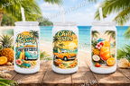 16oz sublimation cola can with vintage surfing design