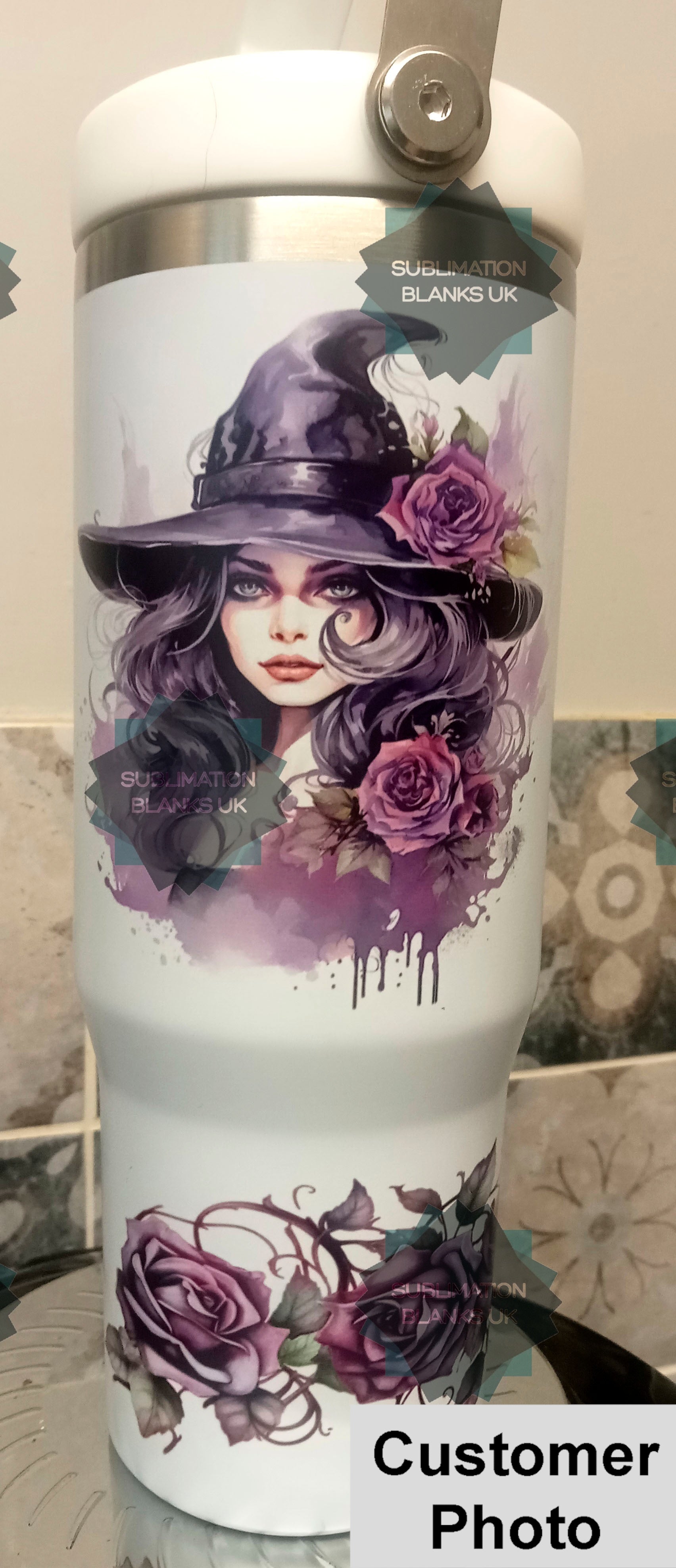 30oz Sublimation Tumbler with Swing Handle and Flip Straw