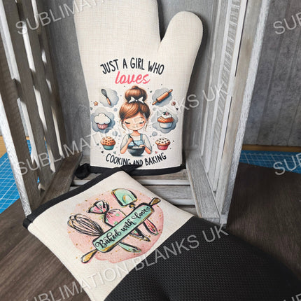 Sublimation Linen Oven Mitts with Silicon (Pair)