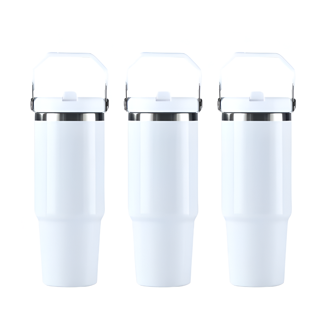 30oz Sublimation Tumbler with Swing Handle and Flip Straw