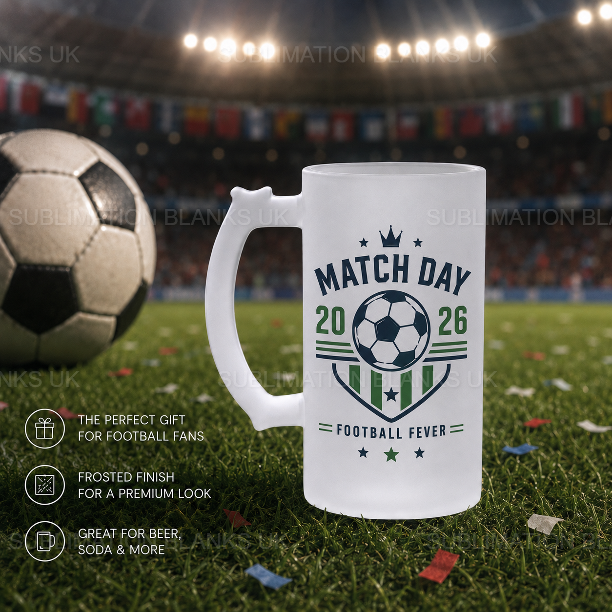 2x 16oz Frosted Sublimation Beer Steins