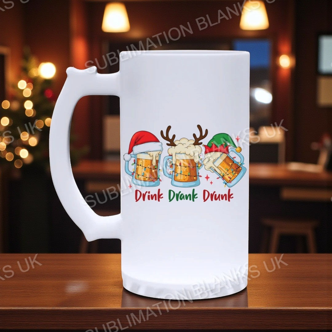 16oz Frosted Glass Sublimation Beer Steins