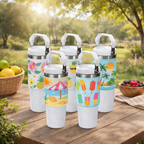 30oz Sublimation Tumbler with Swing Handle and Flip Straw 