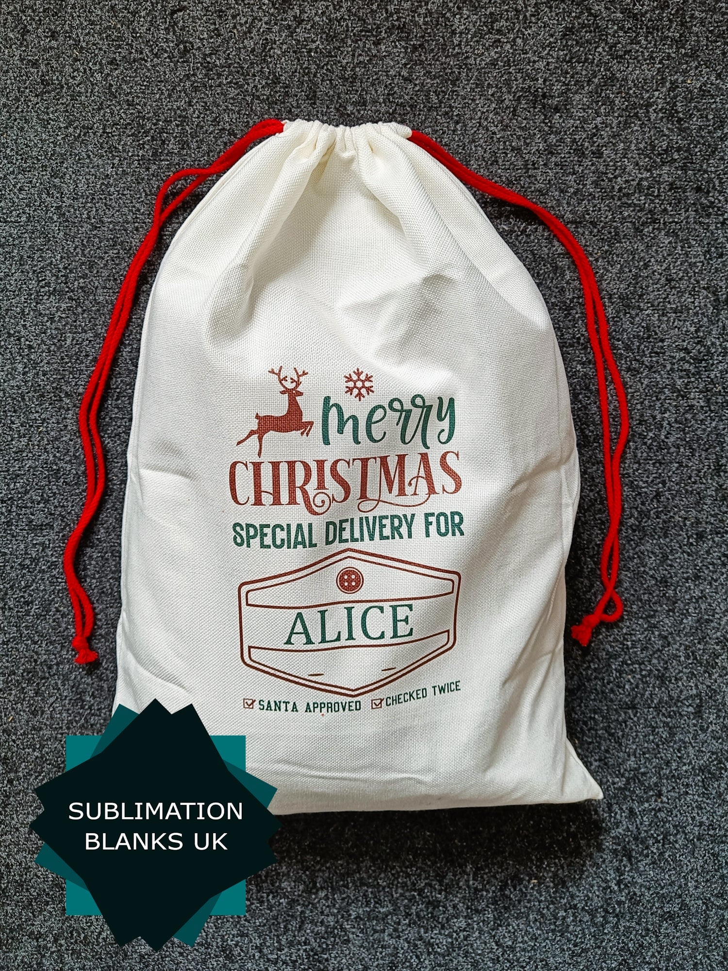 Linen Sublimation Santa Sack
