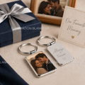 Rectangle metal sublimation keyring with engraved back 