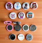 Custom badges, pocket mirrors, bottle openers, foldable mirrors