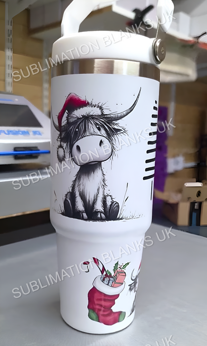 30oz sublimation tumbler with flip straw and swing handle