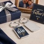 Rectangle metal sublimation keyring with "eat Dad Ever" design