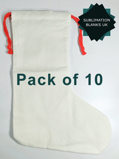Pack of 10 Linen Sublimation Stocking