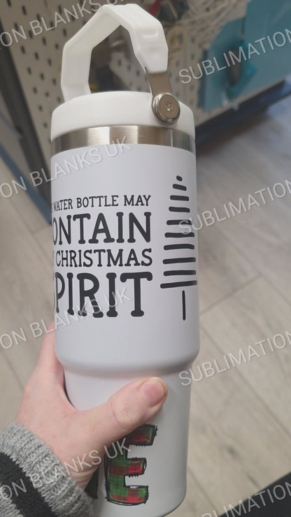 30oz sublimation tumbler with flip straw and swing handle