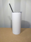 CLEARANCE 15oz sublimation tumbler with metal straw - Flat Edge