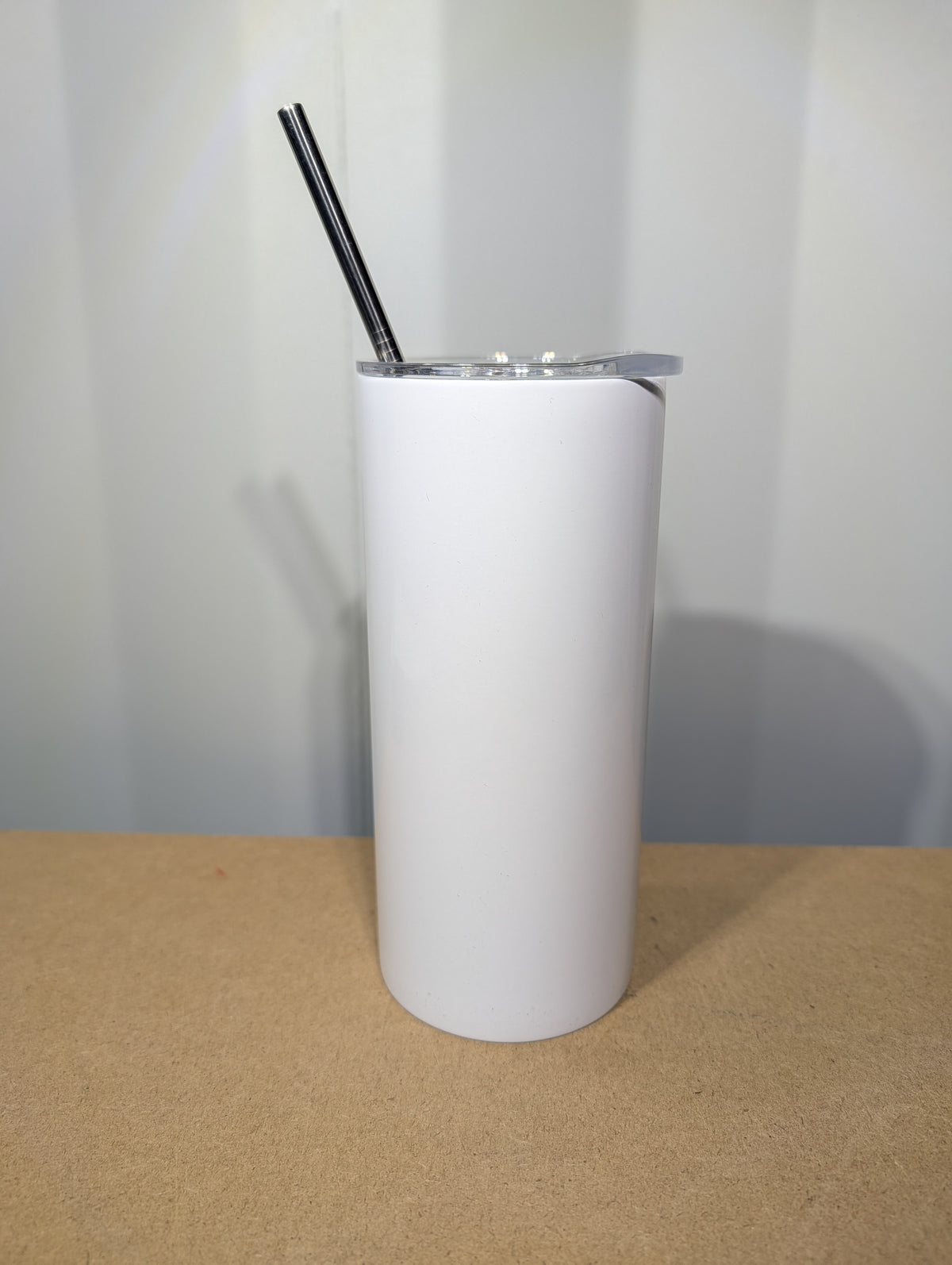 CLEARANCE 15oz sublimation tumbler with metal straw - Flat Edge