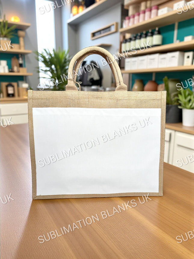 Jute bag with a sublimation pocket