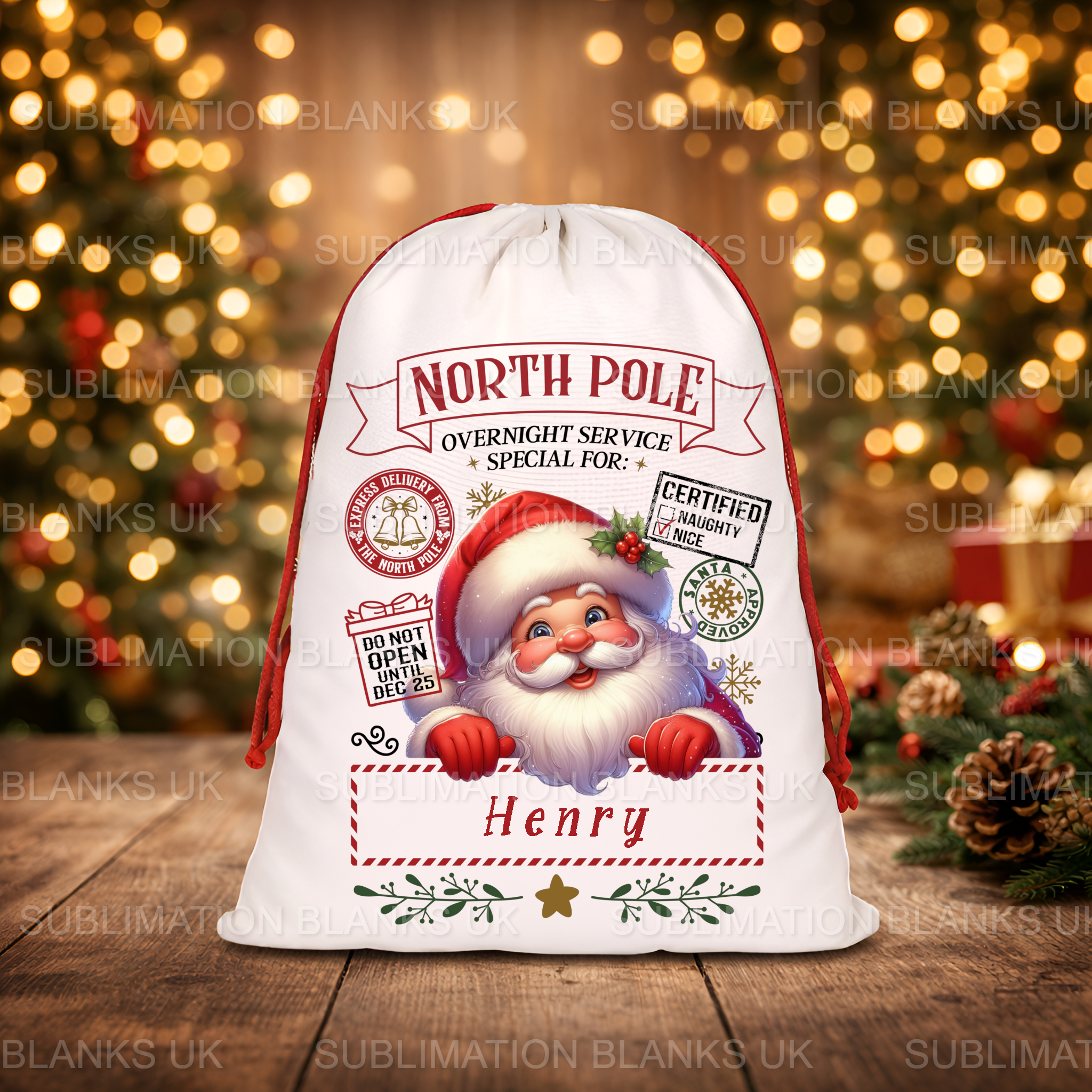 Linen Sublimation Santa Sack